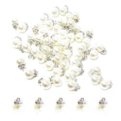 Honbay 50PCS Fashion Cute Pearl Charms Pendant with Rhinestones Pearl Hanging Ornaments for Jewelry Making and DIY Crafts