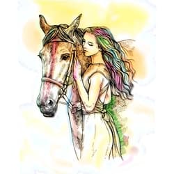 LoveShineFlair Girl With Horse Watercolor Print Equestrian Wall Art Horse Rider Gift Horse Lover Art Wall Decor Horse Wall Art Home Decor Housewarming