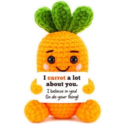 FEFAMM Birthday Gifts for Women Men, Mini Inspiration Handmade Crochet Carrot for Friends Coworkers Sister Easter Basket Stuffers Gifts Cheer Up Support Easter Decorations