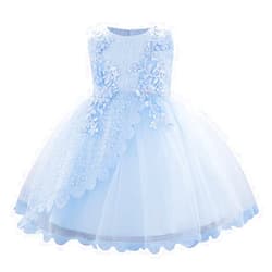 IBTOM CASTLE Baby Flower Girl Dress Sleeveless Lace Bowknot Princess Tulle Tutu Bridesmaid Wedding Baptism Birthday Party Prom Gown