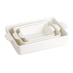 Sweejar Ceramic Bakeware Set, Rectangular Baking Dish Lasagna Pans for Cooking, Kitchen, Cake Dinner, Banquet and Daily Use, 11.8 x 7.8 x 2.76 Inches of Casserole Dishes (White)