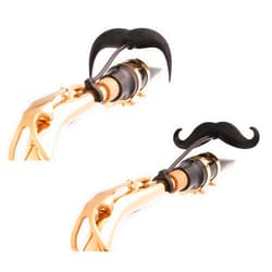 Brasstache Sax-stache 2.0 - [2-Pack] Clip-on Mustache for Tenor or Bari Saxophone, XL and Handlebar Combo Version, by Brasstache