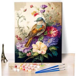 TUMOVO Paint by Numbers for Adults Acrylic Painting by Numbers Bird Sitting on a Flowered Branch Paint by Number Adults' Paint-by-Number Kits DIY Acrylic Painting Kits Home Decor, 16 x20 Inch
