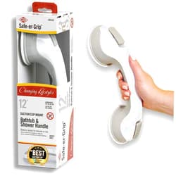Safe-er-Grip Safe-er-Grip Changing Lifestyles Suction Cup Grab Bars for Bathtubs & Showers; Safety Bathroom Assist Handle, White & Grey, 12 inches
