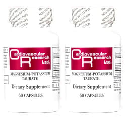 Cardiovascular Research Magnesium-Potassium Taurate - Patent Pending - 60 Veggie Caps X 2 Bottles