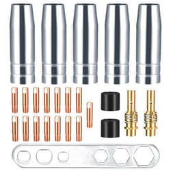 YOUYIDUN-25 Pcs Welding Gun Accessory, Nozzle Contact Nozzle Tips Holder Kit, Welding Torch Accessory for MB15 15AK MIG Welding Torch, 5 x Gas Nozzles, 15 x M6 0.8mm Power Nozzles, 2 x Nozzle Handles