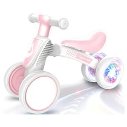 WETIFY Colorful Lighting Baby Balance Bike Toys for 1 Year Old Girl Gifts, 10-36 Month Toddler Balance Bike, No Pedal 4 Silence Wheels & Soft Seat First Bike, One Year Old Girl Birthday Gifts