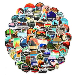 ONESHAW Stickers Pack Waterproof Vinyl Bumper Decals Perfect for Laptop Car Skateboard Water Bottle Hard Hat Scrapbook Travel Case Guitar Luggage Motorbikes (100Pcs National Park)