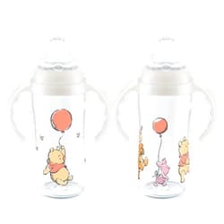 NUK Learner Cup, 10 Oz, Pack of 2, Pooh Bear – Soft Spout, Easy-Grip Handles, BPA Free, Spill Proof Transition Sippy Cup