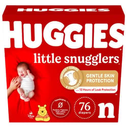 Huggies Newborn Diapers Little Snugglers Newborn Diapers, Size Newborn (up to 10 lbs), 76 Count