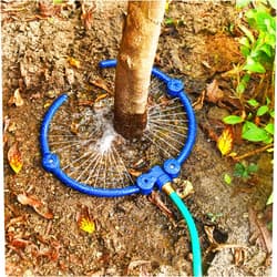 ZZM 360°Tree Water System Tree Watering Ring Circle Sprinkler and Irrigation System Targeted Water with Y Hose Splitter for New Tree Outdoor Plants Raised Garden Beds Shrubs (Small)