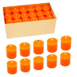Mi Ka YIa 10 Hour Orange Votive Candles for Weddings Party Halloween Fall and Emergency, Set of 36 Unscented Bulk Candles for Restaurants and Home Decoration