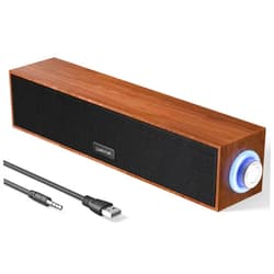 Uakinat Computer Speakers,Wooden Multimedia Digital Speaker,USB Powered 3.5mm AUX PC Speakers,Surround Sound Portable Computer Sound Bar Speaker for Desktop Laptop (Brown)