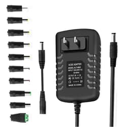 Arybroourd DC 9V 2A Power Supply AC Adapter 100-240V 50-60Hz AC to DC Converter 9 Volt 2 Amp Power Adapter Transformer Cord with 10 Tips & 5.5mm x 2.1mm Reverse Polarity Converter Cable