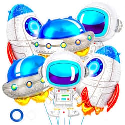 YOTHORN 6 Pcs Space Balloons,Astronaut UFO Rocket Foil Balloons for Kids,Universe Party Decorations,Outer Space Balloon for Baby Shower Universe Themed Birthday Party Decor