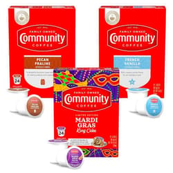 Community Coffee Flavored Pods Variety Pack,72 Count, Medium Roast and Flavored, Compatible with Keurig 2.0 K-Cup Brewers (24 Count, Pack of 3)