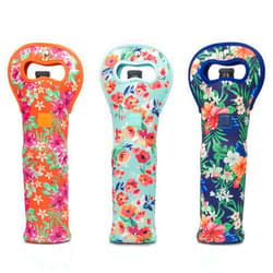 Made Easy Kit Insulated Wine Tote - Neoprene Wine Carrier Bag with Magnetic Handle Clasp - Wine Bottle Protective Travel Bag - Perfect for Gifting Travel or Gift Bag - Set of 3 (Floral Patterns)