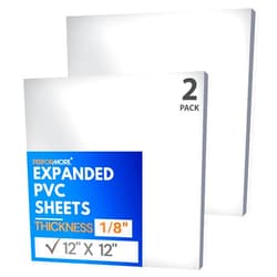 Performore Expanded PVC Sheet – 2 Pack – Lightweight Rigid Foam – 3mm (1/8 Inch) – 12 x 12 Inches – White – Ideal for Signage, Displays, and Digital/Screen Printing