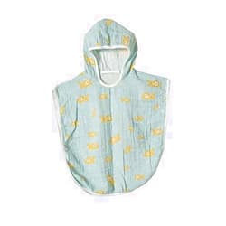 BEBELOP 100% Cotton Muslin Baby Bath Poncho - Soft & Absorbent Hooded Towel for Infants & Toddlers, Lightweight and Breathable, Baby Shower (Fish)