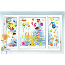 Winfaire Hanukkah Window Clings Decals - Hanukkah Decorations Chanukah Window Clings - 100 Piece Hanukkah Window Stickers Gel Clings