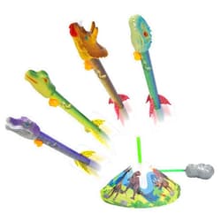PowerTRC Dinosaur Toy Rocket Blasters Launchers | Launch up to 100 ft | 4 Dino Foam Head Colorful Rockets | Park, Backyard, Outdoor Play Toy Gifts for Kids Ages 3 4 5 6 7 8 9 10+