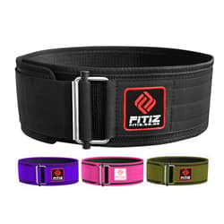 FITIZ Self Locking Weight Lifting Belt for Back Support Premium Weightlifting belt of Men and Women Deadlift Training Belt 4 Inch Nylon with Metal Buckle Adjustable Olympic Lifting Back Support