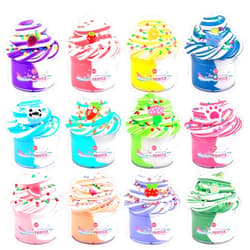 Afofall Easter Basket Stuffers - Butter Slime Kit 12 Pack, Scented, Stretchy, Non-Sticky, Premade Slime with Peach, Strawberry, Avocado Charms, Perect Birthday Gifts Party Favors Stress Relieft Toy