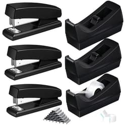 Leinuosen 6 Pcs Tape Dispenser Staplers for Desk with Staples and White Tapes 25 Sheet Capacity School Office Stapler