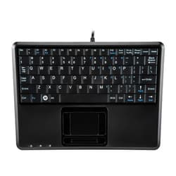 Perixx PERIBOARD-510H Plus, Wired Super Mini USB Touchpad Keyboard, X Type Scissor Keys with 2 Built-in Hubs, Black, US English Layout (11005)