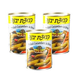 Tribello Pickled Cucumbers in Brine | Crispy Cucumber Pickles, All Natural, No Preservatives | Pack of 3, Total of 57 Oz (Large Pickles)