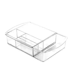 BINO | 7-Section Expandable Plastic Drawer Organizer | Makeup Storage | Space-Saving Makeup Storage | BPA - Free Material | Home Essential | Bathroom Vanity Organizer | Cosmetic