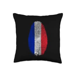 French Home France Gifts for proud French People France Flag Fingerprint It is in My DNA Gift French People Throw Pillow, 16x16, Multicolor