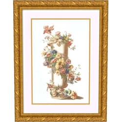 ArtDirect Anonymous 14x18 Gold Ornate Frame and Double Matted Museum Art Print Titled: Cylindrical Vase with Flower Wreath (1688)