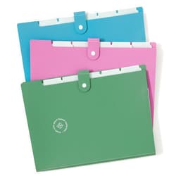 U Brands U-Eco 6 Pocket Poly Expandable Folder, Set of 3, Assorted Brights, Snap Button Closure, Letter Size (6592U01-12)