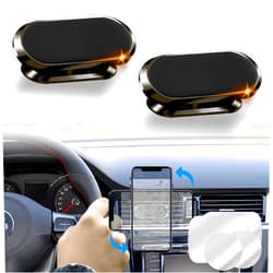 Stymart 2Pcs Car Magnetic Phone Holder, 360 Degrees Rotation Magnetic Phone Mount, Never Block View, Ultra Magnetic Flex Car Phone Holder, Dashboard Car Mount Compatible All Smart Phones(Gun Color)