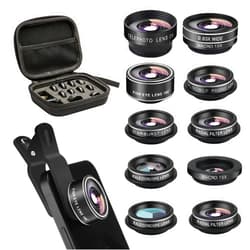 Godefa Cell Phone Camera Lens Kit,11 in 1 Super Wide Angle+ Macro+ Fisheye Lens +Telephoto+ CPL+3/6 Kaleidoscope+Starburst/Radial/Soft/Flow Filter Lens Compatible for iPhone X/8/7/6s/6 Plus, Samsung,Android
