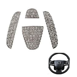 Generic Car Steering Wheel Rhinestone Sticker for Honda Jade 2017-2026,Knob Cover Applique Cover Bling Rhinestone Bedazzled Crystal Trim Stickers Interior Parts,White Diamond