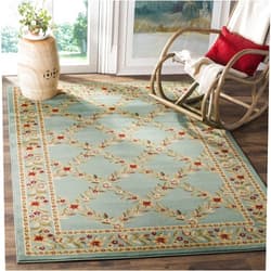 SAFAVIEH Lyndhurst Collection Area Rug - 8' x 11', Blue & Blue, Traditional Floral Trellis Design, Non-Shedding & Easy Care, Ideal for High Traffic Areas in Living Room, Bedroom (LNH557-6565)