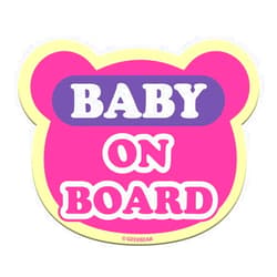 GEEKBEAR [Signature] Baby on Board Car Magnet - Signature Line - Bear Shape 5.6 x 4.7 in (1, Pink)