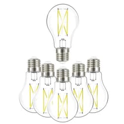 Satco Dimmable Led Filament Lamps, S12415, High Lumens, 8 Watt, A19; Clear; Medium Base; 3000K; 90 CRI; 120 Volt for use at Residential, Hospitality, Display and Commercial (6 LED Light Bulbs)