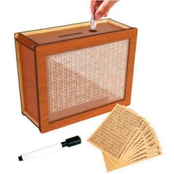 CIFOVALE 10000 Savings Challenge Box, Wooden Cash Money Vault Saving Box for 10000 5000 3000 2000 1000 500 Dollar Saving Challenge Money Bank with Dry Erase Pen, Savings Tracker