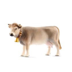 Schleich Farm World Braunvieh Cow Animal Figurine - Highly Detailed and Durable Farm Animal Toy, Fun and Educational Play for Boys and Girls, Gift for Kids Ages 3+