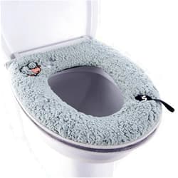 SHYLY Warm Plush Washable Thicken Toilet Seat Cover Pads Mat with Handle and Zipper