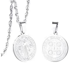 PROSTEEL Stainless Steel Saint Benedict Medal Necklace, Protection Jewelry for Men, 18K Gold Plated, 22