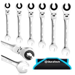 DURATECH 6-Piece Ratcheting Wrench Set with Open Flex-head, Metric Ratcheting Tubing Wrench Set, 10-17mm, 72-Tooth Gear, CR-V Steel, with Organizer Bag, Gifts for Men