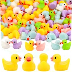 Yuronam 70 Pcs Tiny Ducks Mini Resin Ducks Miniature Ornaments for Slime, Dollhouse, Garden Decoration(Mixed Duck)