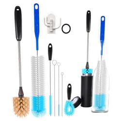 AIOUIERSCN 8-Pack Stainless Steel Long Handled Water Bottle Brush, Multi-Purpose Water Bottle Brush for Cleaning Narrow-Necked Beer Bottles, Narrow Cups and Tubes, Soft Water Bottles, Glassware, Sink Lid Brush