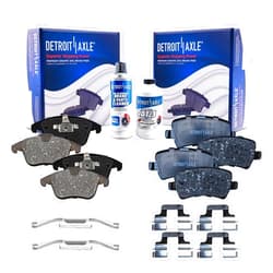 Detroit Axle - Brake Pads for Land Rover LR2 Range Rover Evoque Volvo S60 S80 V60 V70 XC70 Front and Rear Ceramic Brake Pads with Hardware Replacement