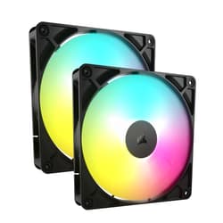 CORSAIR RS140 ARGB 140mm PWM Fans – Daisy-Chain Connection – Low-Noise – Magnetic Dome Bearing – Dual Pack – Black