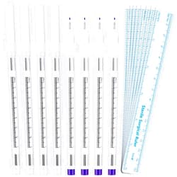 Maitys 8 Pieces Microblading Marker Pen with Paper Ruler Skin Marker Eyebrow Permanent Makeup Position Mark Tools Markers Pen for Eyebrow Lips Skin (White and Purple,Single-Head)